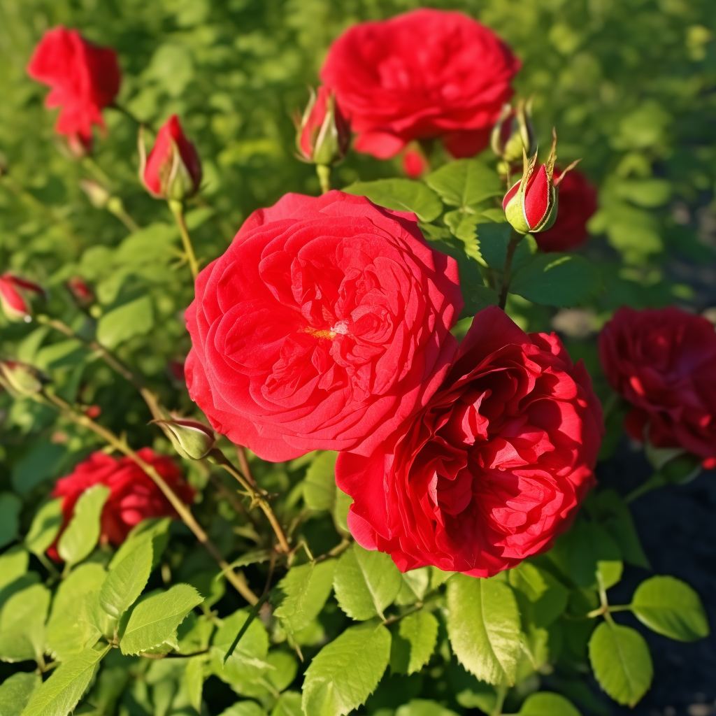 Роза флорибунда Красная Шапочка